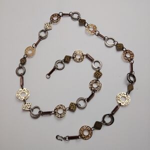 Women's Vintage Boho Mixed Multicolor Metal Shapes Adj. Belt/Neck Piece 50"